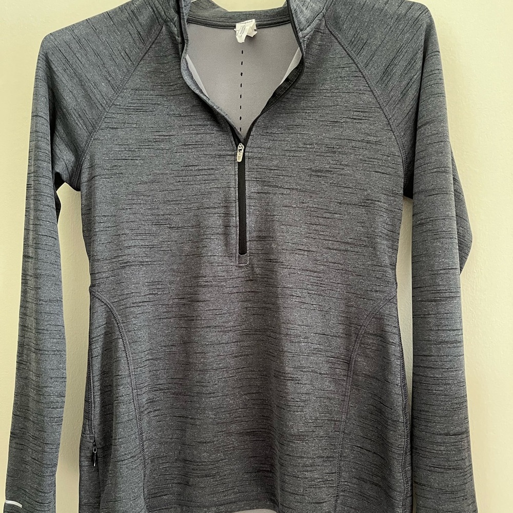 Women’s Champion Half Zip Gray Polyester Long Sleeve Top Size XS